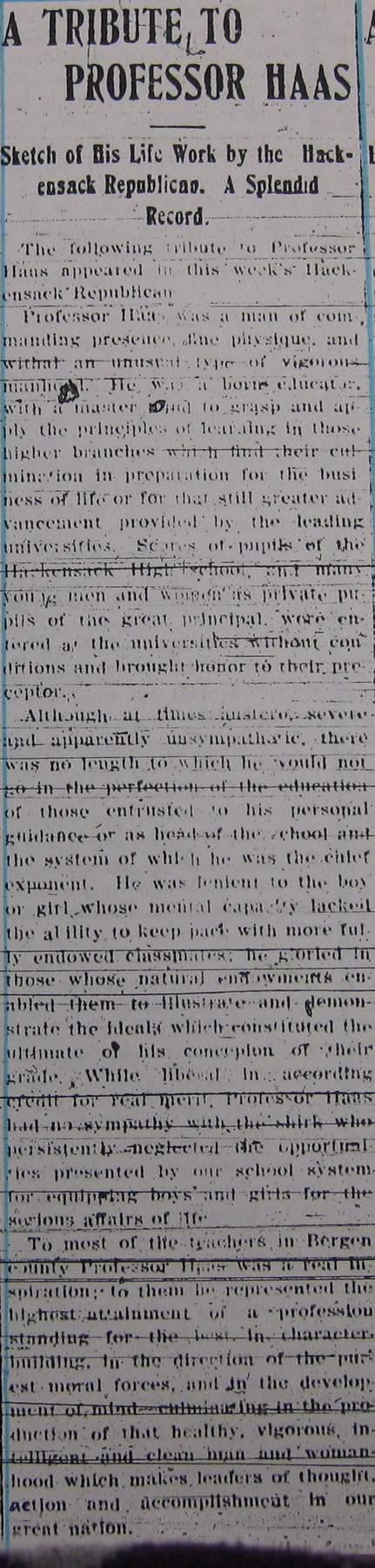 Bergen County Record January 6, 1906 Tribute1